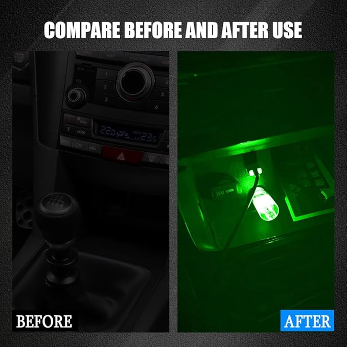 USB LED Car Interior Atmosphere Light, Auto Interior Lights, Plug-in USB Automotive Light, Universal Portable Auto Ambient Lighting Kit Car Accessories for Cars, Bedroom, Hallway (Green)