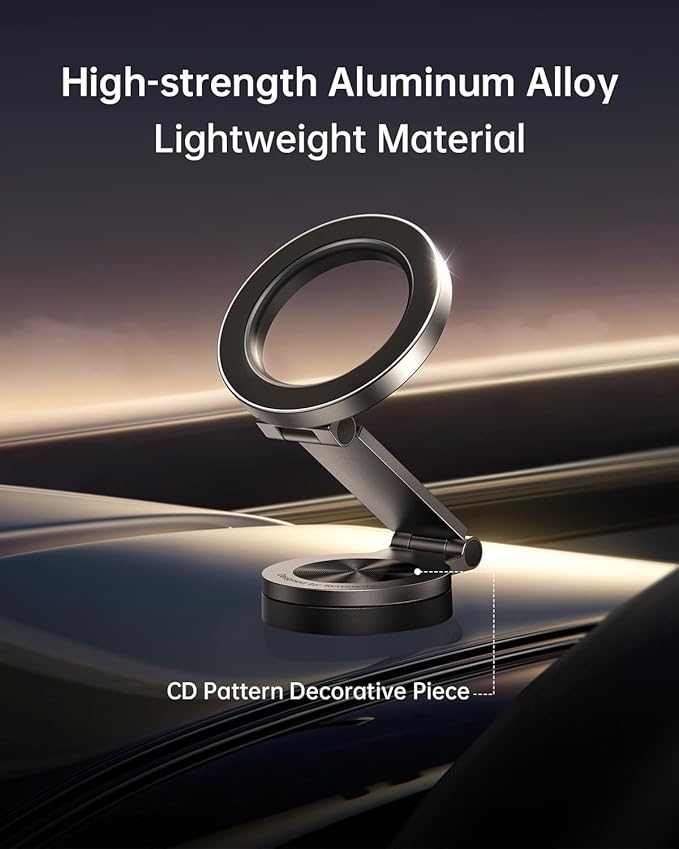 SYNCWIRE for MagSafe Car Mount【360° Rotation】Magnetic Phone Holder for Car, Adjustable Metal Arm, Ultra Magnet, Car Magnet Phone Mount for Dashboard, Fit for iPhone 17 16 15 14 13 Pro Max &All Phones