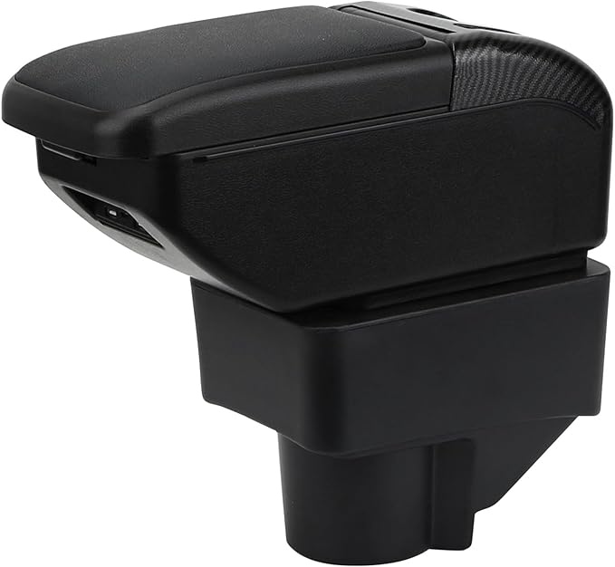 AULPHIKE Compatible with Ford Fiesta Armrest 3 2011-2018 Car Center Console Organizer Armrests Double Layer Storage with USB Ports（Black Style）