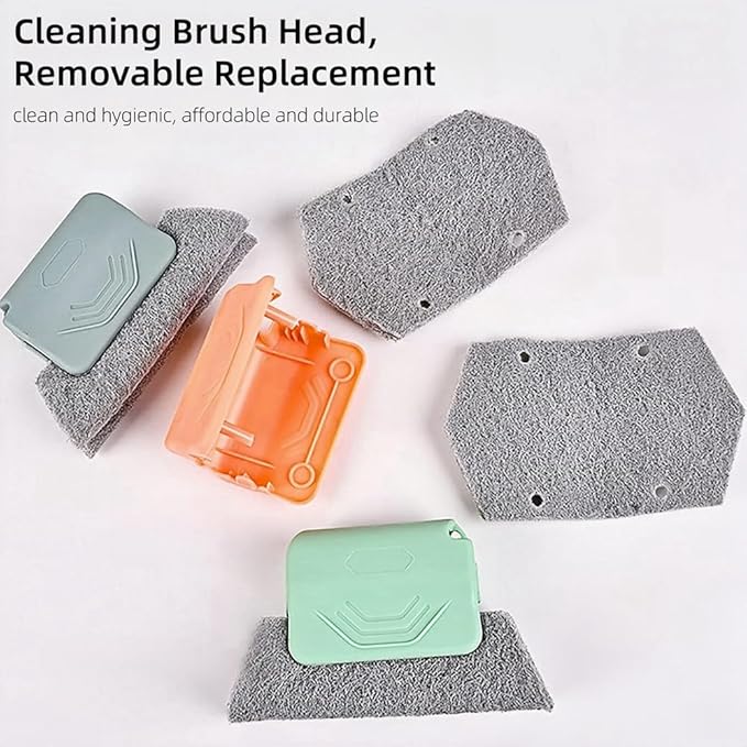 Magic Window Track Cleaner - 2024 New Groove Cleaning Brush Tools Set, Hand-held Cleaner Brushes for Tracks, Gaps, Tiles, Lines, Shutters, Car Vents (Green, 3PCS)