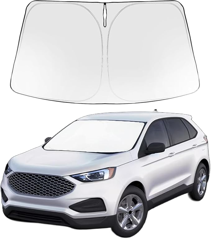 Proadsy 2026 Upgrade Windshield Sun Shade Custom Fit 2015-2024 Ford Edge Foldable Front Sunshade Protector Sun Visor Blocks UV Rays Keep Car Cooler