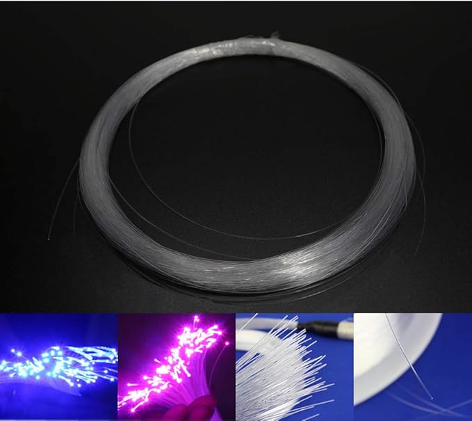 AZIMOM PMMA Plastic End Glow Fiber Optic Cable 0.25mm(0.01inch) 100m(328ft)/Roll for Star Sky Ceiling All Kind Led Light Engine Driver Source