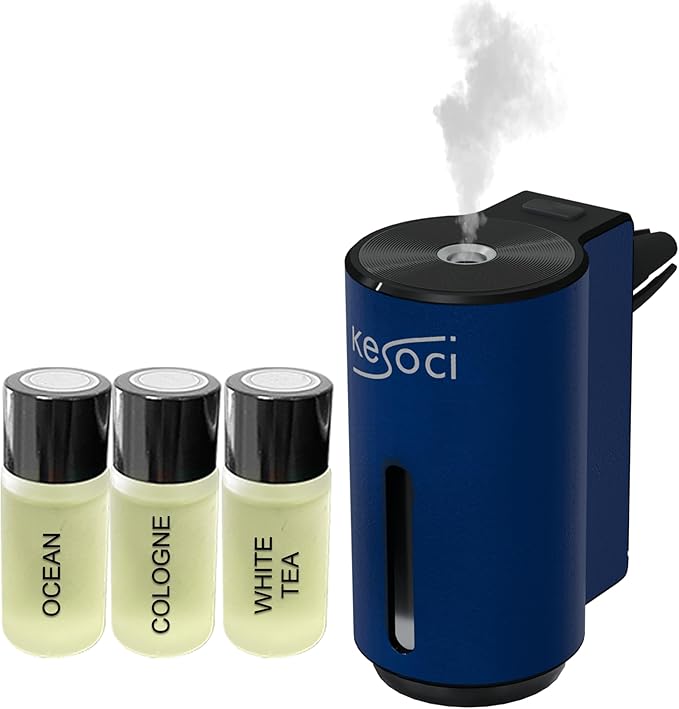 Smart Car Air Freshener: Revolutionary Smart Car Diffuser Vent Clip with 3 Exclusive 10 ml Fragrances (Blue (Fresh Essence Collection))