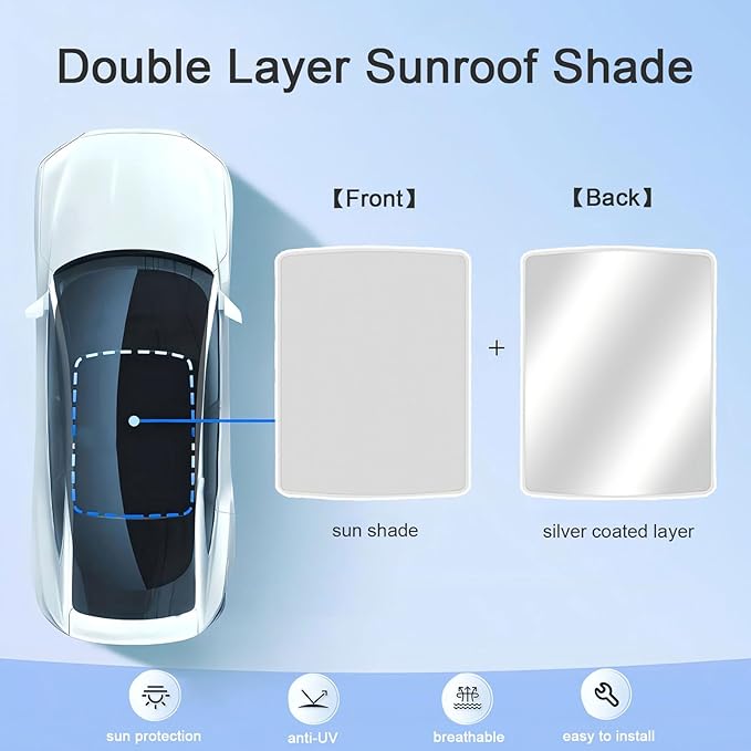 Car Glass Roof Sunshade Compatible with Tiguan 2010-2017, One-Piece Sunroof Shade with Storage Bag, Foldable Sunshade Roof Cover, Heat Insulation, Sun Protection, No-Sagging
