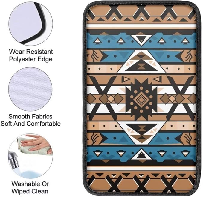 Coldinair Southwest Africa Geometric Universal Car Center Console Pad Soft Armrest Protector Cover Fit for Most Vehicle,SUV,Truck,Car Interior Accessories Decor