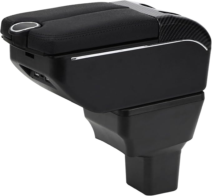 AULPHIKE Compatible with Nissan Versa Armrest 2020-2024 Car Center Console Organizer Armrests Double Door Storage with USB Ports（Black Style）