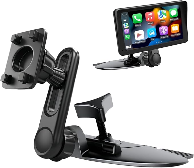Extended CD Slot Mount for CarPlay Screen Adjustable Arm and 360° Rotating Universal Head 17mm Compatible with in-Car Monitors CD Slot CarPlay Mount
