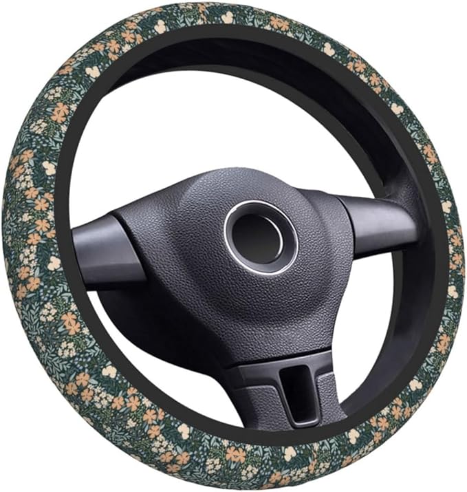 Elastic Steering Wheel Cover Car Accessories Cute Universal 15 Inch Absorbing Sweat Non-Slip Breathable for Woman - Flower