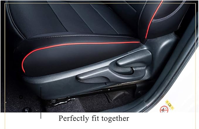 EKR Rav4 Seat Covers Custom Fit for Toyota Rav4 2016 2017 2018(Hybrid) LE,SE,XLE,Limited, Leather Car Seat Cover Full Set for SUV,Faux Leather(Black with Red Trim)
