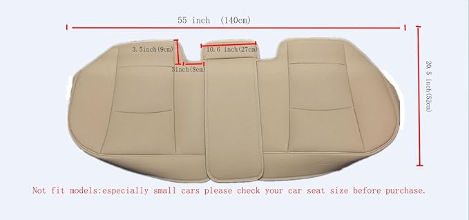 EDEALYN® 1 Pack Scalable (124-140cm) Back Seat Cover Car Seat Cover Seat Protector Rear Seat Bottom Cover Fits 90% of car - for Seat Bottom Only (Tan - Rear seat)