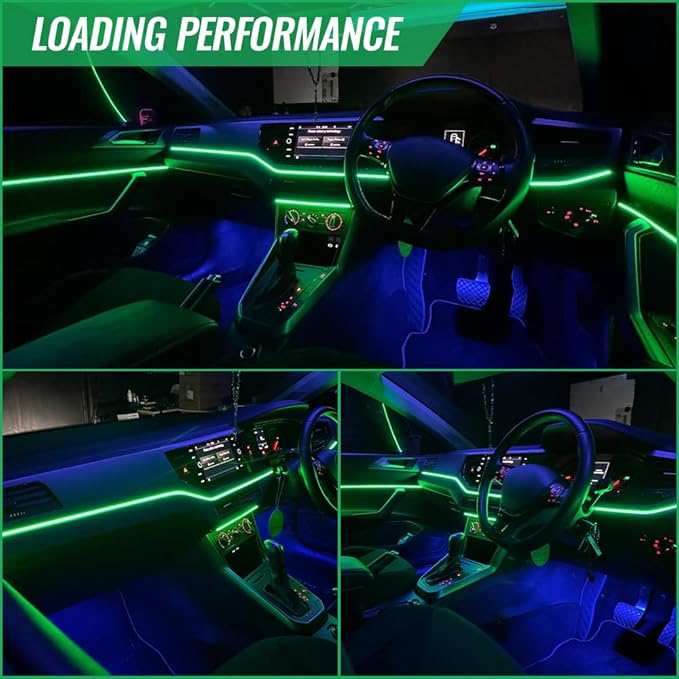 Acrylic Ambient Lighting Car Interior, 10 in 1 Dream Color Acrylic Led Strips Fiber Optic Lights Kit with APP USB Hub,Flexible Dynamic Neon Music Sync Emotion Glow Footwell Lighting for Car