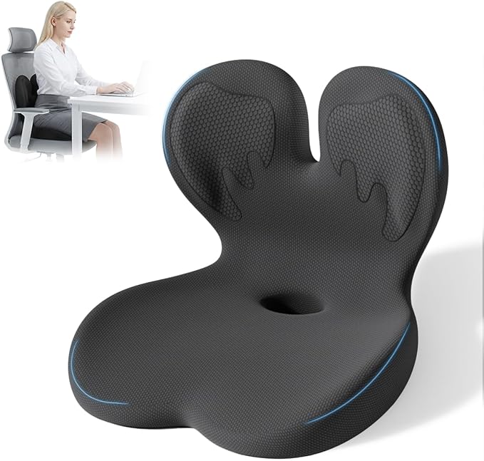 Ergonomic Seat Cushion,Office Chair Cushion with Lumbar Support Pillow,Memory Foam Car Seat Cushions,Designed for Sciatica, Tailbone,Back Pain,Back Cushion for Office,Car,Home Desk Chair