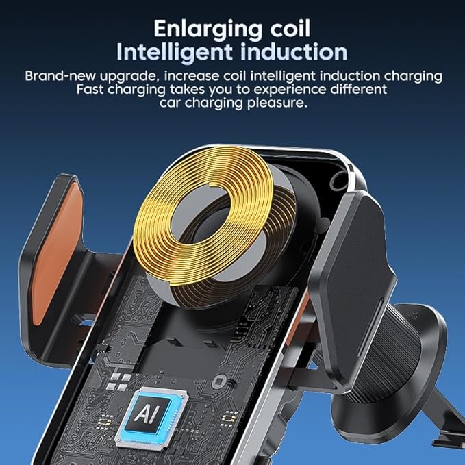 Wireless Car Charger,15W/10W/7.5W Fast Charging Auto-Clamping Car Charger with Phone Holder for iPhone 17/16/15/14/13/12/11 Pro Max, Samsung Galaxy S23/S22/S21 Ultra