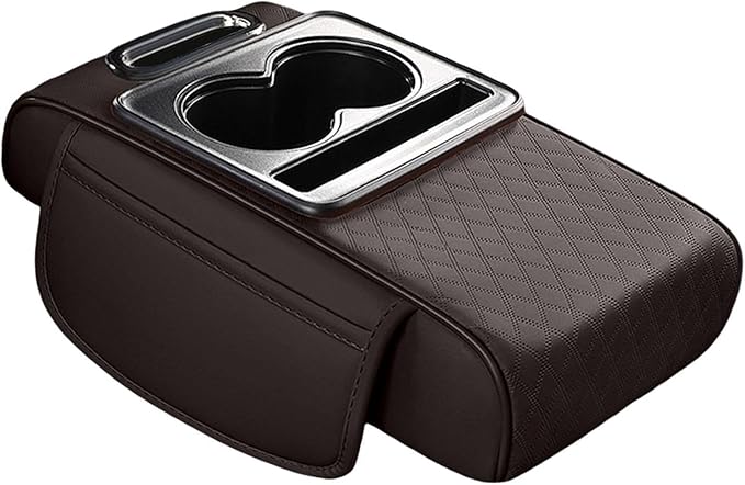 Car Center Console Pad PU Leather Armrest Organizer with Tissue Box Slot for Vehicles, Style F