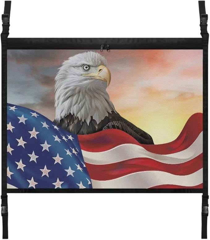Eagle USA Flag Car Roof Storage Bag Multi-Purpose Seat Organizer Car Bag Storage Box Organizer Pouch Pocket Car Travel Accessories Compatible with Most Cars