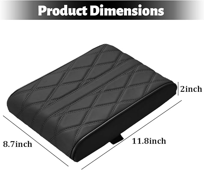 Car Center Console Cover, Memory Foam Leather Vehicle Armrest Seat Box Pad Protector, Comforable Waterproof Automotive Center Middle Cushion Mat Accessories, Universal Fit (Black)
