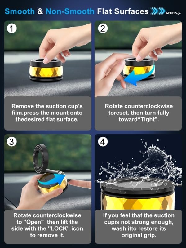Magnetic Suction Phone Holder for Magsafe, iPhone Portable Magnet Mount Holders, Suction/360° Rotary/N55 Magnets Car Phone Mount, Used in Smooth Flat Surface like Panel, Windshield Table Wall Mirror