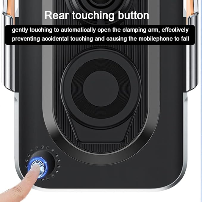 Wireless Car Charger Mobile Phone Holder Punk Cell Phone Mount Fast Auto Clamping Automatic Bracket Universal Dashboard/Windshield/Window for 5.74in-6.49in Phones (Grey)