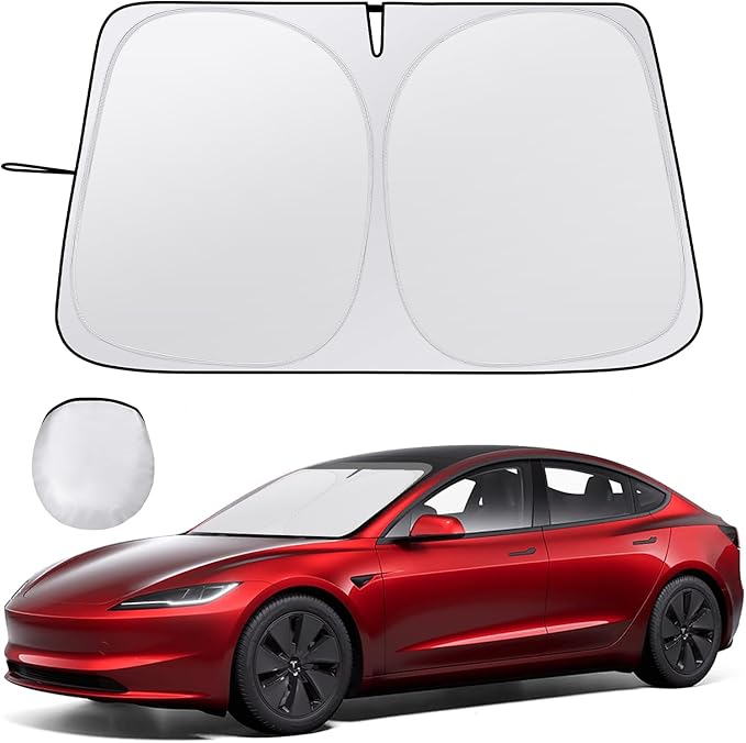 Car Windshield Sunshade for Tesla Model Y/3 - Folding Front Window Sun Shade Cover with Upgraded UV Protection Fabric, Professional Accessories for Tesla Model 3/Y 2016 to 2026 with a Storage Bag