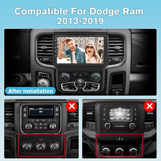 Junsun 5G WiFi Car Radio for Dodge Ram 1500 2500 3500 2013-2019,Wireless Wire CarPlay/Android Auto GPS DSP RDS,9" HD IPS Display Support Cargo Rearview BT 5.0 AM/FM Auto AC 2GB+32GB