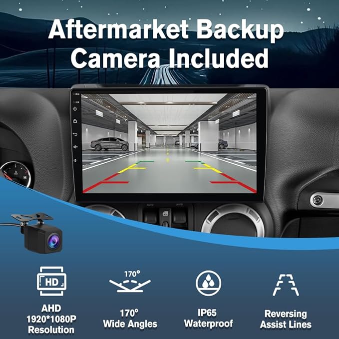 Doreon (2GB+64GB ROM) Car Stereo for Jeep Wrangler JK 2007-2018 Compass Grand Cherokee Dodge Ram 1500, 10.1" Android 15 Radio with Wireless CarPlay Android Auto WiFi GPS BT FM AM SWC Backup Camera