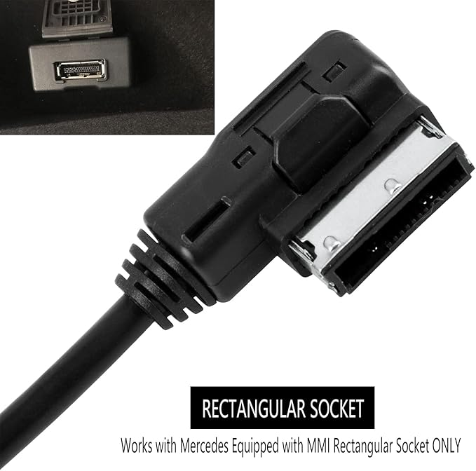 Bluetooth Car kit for Mercedes-Benz,Media Interface AUX Wireless Adator,Compatible with iPhone Android Smartphones,Works with Mercedes Equipped with MMI Rectangular Socket ONLY