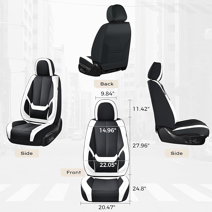 Coverado Seat Covers, Car Seat Covers Front Seats, Leather Seat Covers for Cars, Car Seat Protector Waterproof, Black Car Seat Cushion, Front Carseat Cover Universal Fit for Most Cars White