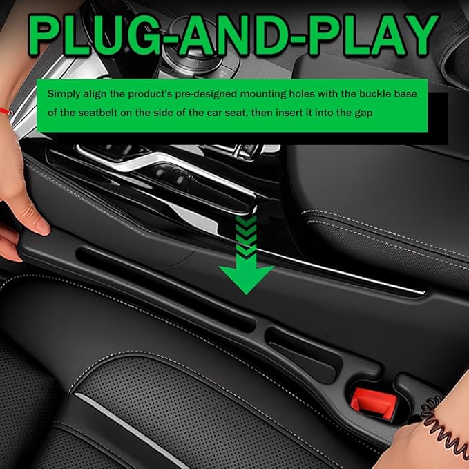 2PCS Car Seat Gap Filler Organizer,2026 Upgraded Car Seat Gap Plug with Storage Slot,Plug & Play in Between Cars Seats Catcher Cars Accessories to Stop Items Falling Between Seats
