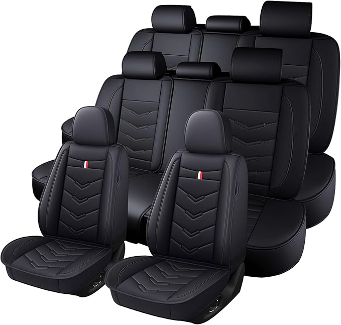Car Seat Cover 8 Seats for Hyundai Palisade 2020-2025, Durable Wear Resistant Waterproof Sport Seat Covers,Breathable No Odor Premium Leather Vehicle Seat Covers. (Standard,Black)