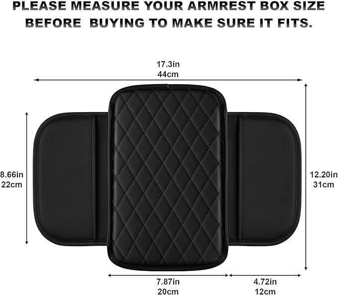 Upgraded Car Center Console Cover Fit for RAV4 Faux Leather Car Armrest Cover Cushion with 2 Storage Bags,Car Armrest Storage Box Interior Accessories(Black)