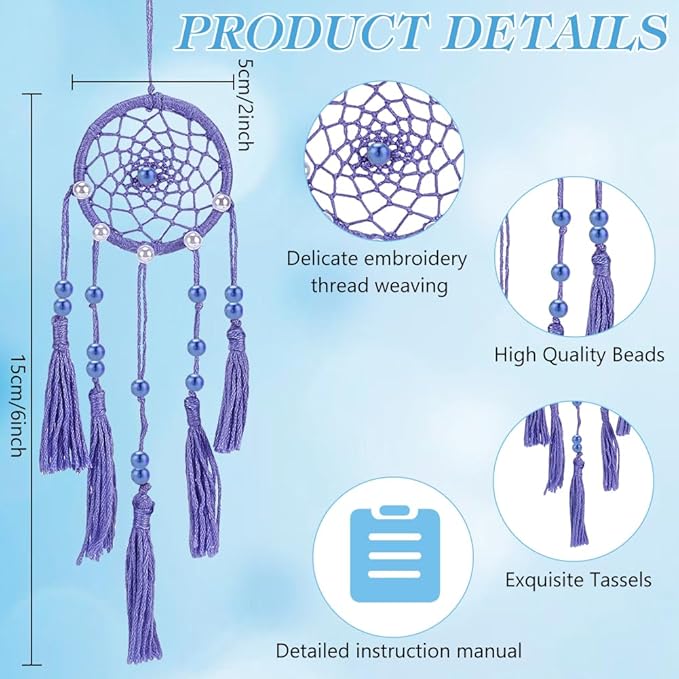 INFUNLY 50 Sets DIY Small Dream Catcher Kits for Beginners Colorful Handmade Boho Dream Catchers Kit DIY Mini Dream Catcher Making Kit for Starters Bedroom Car Mirror Bag Decoration Craft Gift
