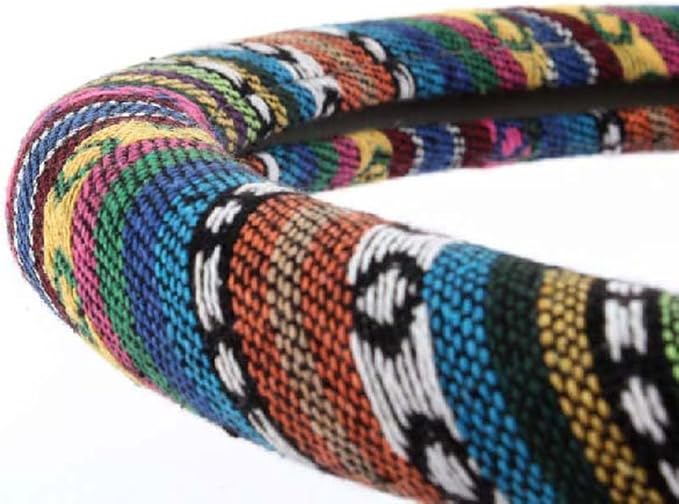 Medium Ethnic Style Coarse Flax Cloth Automotive Steering Wheel Cover Anti Slip and Sweat Absorption Auto Car Wrap Cover (14.5''-15'',C)