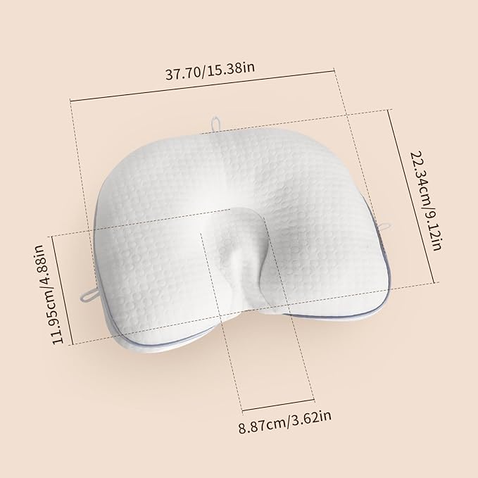 Baby Head Pillow for Newborn, Soft Infant Head Support, Breathable Ergonomic Baby Neck Support for Car Seat, Stroller & Bassinet, White