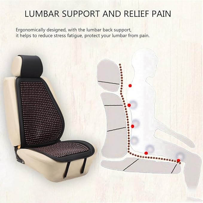 Blueshyhall Cooling Wooden Beaded Car Seat Cover Comfortable Massage Support Cushion for SUV Auto Office Home Seat Chair - Red 2 Pcs