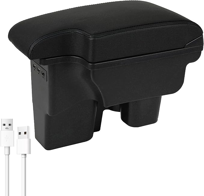 YJYWZH Car Armrest Storage Box for Toyota Hilux Center Storage Box Organizer Interior Hand Centre Consoles with 3 USB Port Arm Rest Double-Layer Accessories