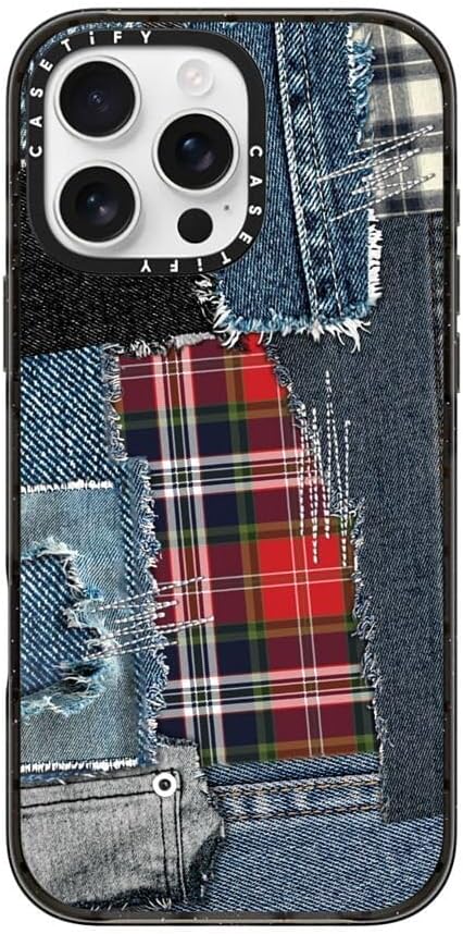 CASETiFY Impact iPhone 16 Pro Max Case [Slim/Compatible with Magsafe / 8.2 ft. 4X Military Grade Drop Protection] - Plaid Disorder Case - Clear Black