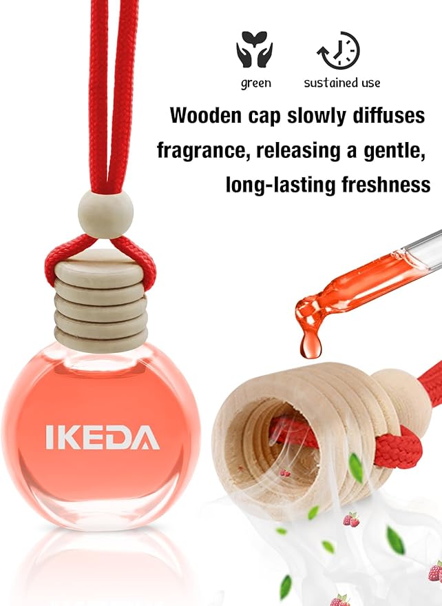 Ikeda Car Air Freshener: Hanging Car Smell Air Freshener | 10ml Hanging Car Perfume | Long Lasting Fragrance | Strong Scents Diffuser for Auto Home (Berry)