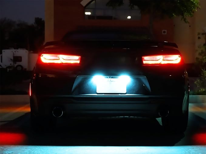 iJDMTOY Ice Blue Full LED License Plate Light Kit Compatible With Chevrolet 2014-24 Camaro, 2013-15 Malibu, 2011-15 Volt, 2016-up Cruze, 18-SMD Aqua LED & Can-bus Error Free