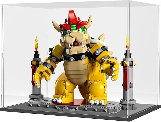 Choowin Acrylic Display Case for Lego Notre Dame 21061 for Lego Bowser 71411 for Lego X Mansion 76294 Thickened Clear Acrylic Display Cases for Collectibles Assemble Dustproof Display Box(Black Base)