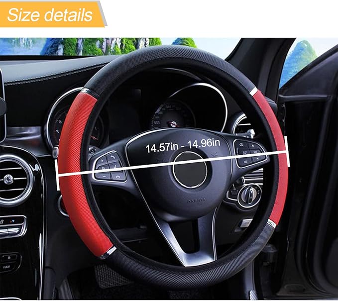 Car Steering Wheel Cover, Non-Slip, Elastic, Steering Wheel Cover for Men and Women, Universal Fit 15 Inches Cars, Vehicles, SUVs (Red)