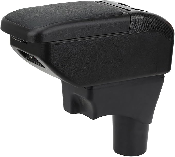 AULPHIKE Compatible with Nissan March Micra Armrest 2011-2016 Car Center Console Organizer Armrests Double Layer Storage with USB Ports（Black Style）