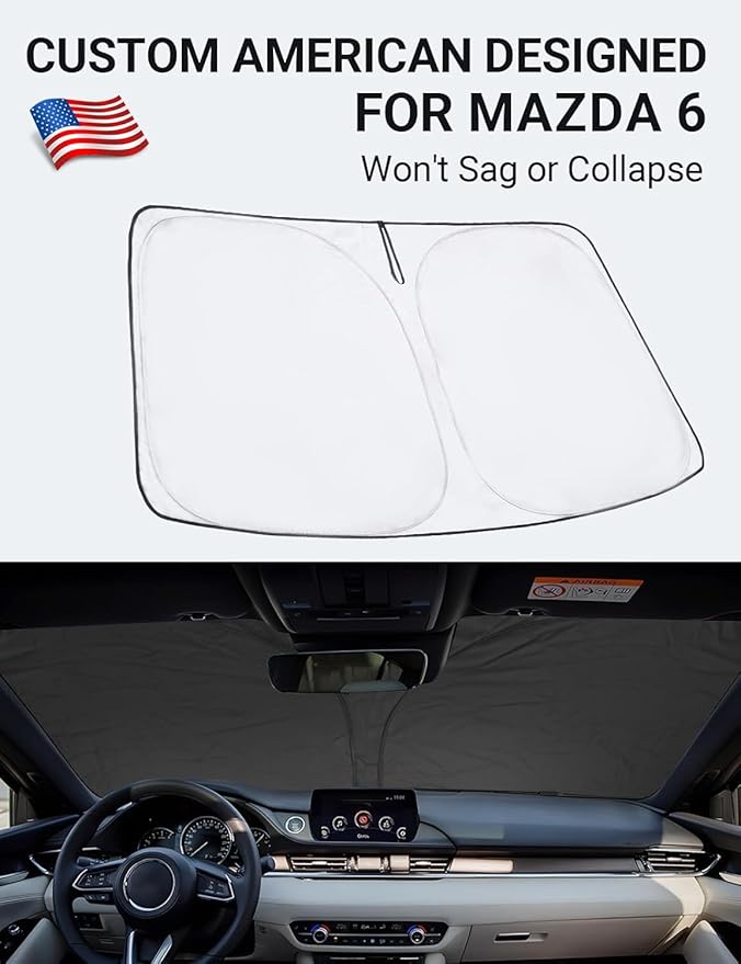 Proadsy 2026 Upgrade Front Windshield Sun Shade Foldable Sunshade Protector Custom Fit 2014-2021 Mazda 6 Sedan, Sport, Touring, Grand Touring, Reserve, Signature Accessories
