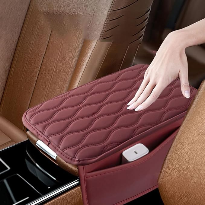 Car Armrest Pad for Cadillac SRX II 2009-2013, Waterproof Center Console Cushion Pad Cover Armrest Storage Box Mat Protection Interior Accessories,Beige
