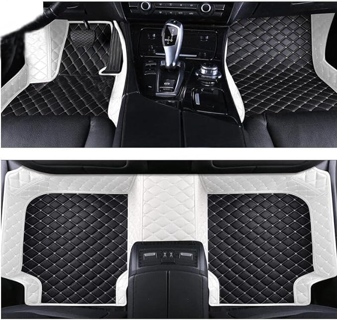 Car Floor Mats Automotive Floor Mats Vehicle Specific All Weather Protection Custom Compatible with Most of 98% Cars SUVs (White and Black)