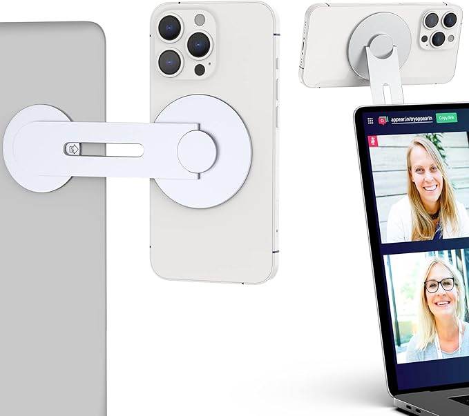 Continuity Magnetic Laptop Phone Holder - Continuity Camera Adapter Compatible with MagSafe for iOS 16 & macOS Ventura, Slim Laptop Phone Mount Computer Expansion Bracket for Smartphone