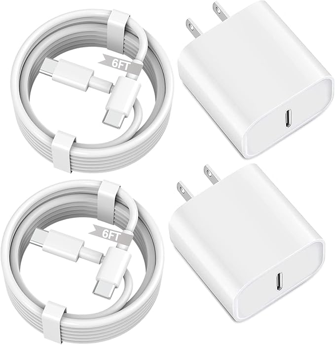 iPhone 17 16 15 Fast Charger, 2-Pack 20W USB C Wall Charger Plug with 6FT Type C High-Speed Fast Charging Cable for Apple iPhone 17 Pro Max/Pro/Air,iPhone 16/15 Pro Max/Pro/Plus/iPad Pro/Mini/AirPods