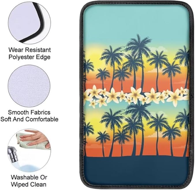 Coldinair Palm Tree Car Center Console Pad,Auto Interior Accessories Decoration,Auto Armrest Cover Protector for Most Vehicle, SUV, Truck, Car