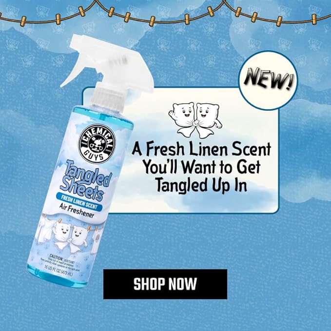 Chemical Guys Tangled Sheets Fresh Linen Scent Air Freshener Spray and Odor Eliminator, Clean Fabric Inspired Spray for Home, Office, Bathroom, Dorm, and Car Interior - 16 Fl Oz