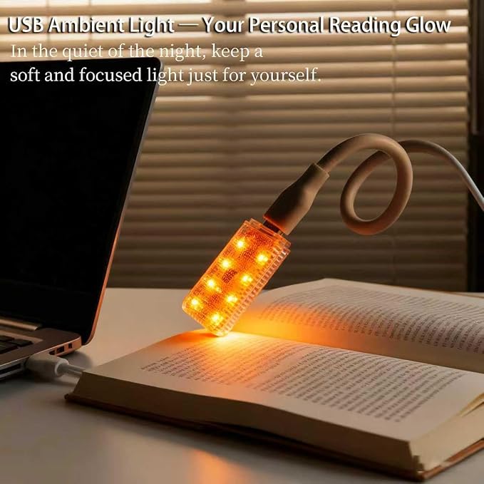 2 PCS Car USB Night Light, Portable Magnetic Car Atmosphere Interior Light, 8 High-Brightness LED Beads, Rechargeable Touch-Sensitive Light for Vehicles, Bedrooms, Hallways, Camping.(2 Amber)
