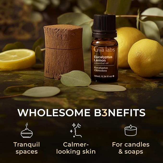100% Pure Eucalyptus Lemon Essential Oil - 0.34 Fl Oz - Eucalyptus Lemon Oil for Hair, Skin, Diffuser, Aromatherapy & DIY Candle Making Scent